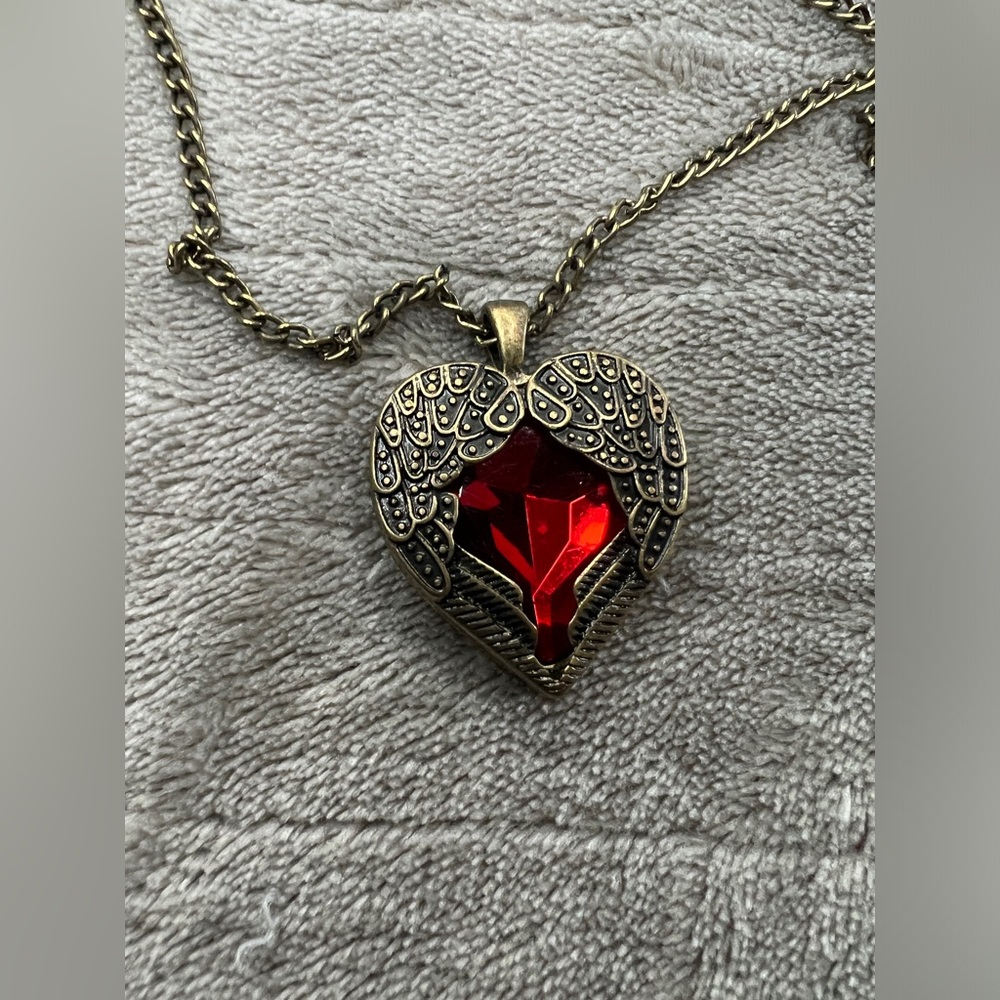 Red Heart Angel Necklace
